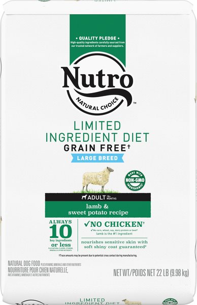 Nutro Limited Ingredient Diet Sensitive Support with Real Lamb & Sweet Potato Grain-Free Large Breed Adult Dry Dog Food, 22-lb bag slide 1 of 10