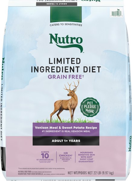 NUTRO Limited Ingredient Diet Sensitive Support with Real Venison Meal Sweet Potato Grain Free Adult Dry Dog Food 22 lb bag Chewy