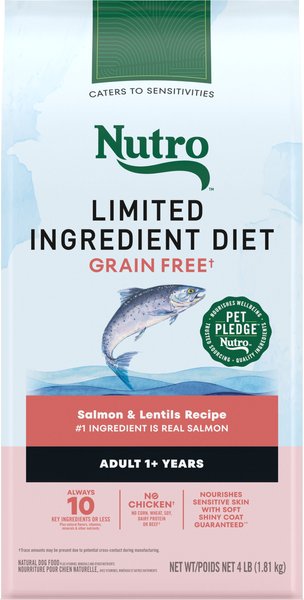 NUTRO Limited Ingredient Diet Sensitive Support with Real Salmon Lentils Grain Free Adult Dry Dog Food 4 lb bag Chewy