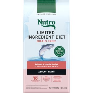 Nutro Limited Ingredient Diet Sensitive Support with Real Salmon & Lentils Grain-Free Adult Dry Dog Food, 4-lb bag
