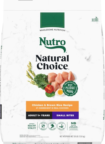 Nutro Natural Choice Small Bites Adult Chicken & Brown Rice Recipe Dry Dog Food, 30-lb bag slide 1 of 10