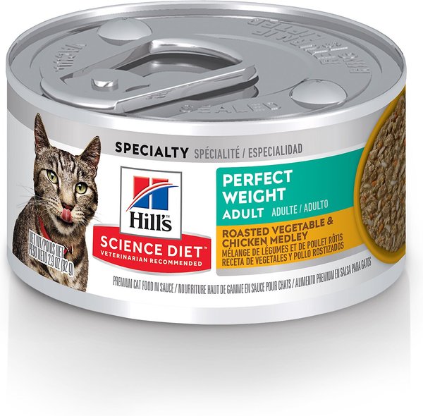 Hill's Science Diet Adult Perfect Weight Roasted Vegetable & Chicken Medley Canned Cat Food, 2.9-oz, case of 24 slide 1 of 10
