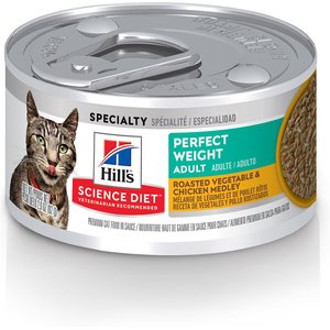 Hill's Science Diet Adult Perfect Weight Roasted Vegetable & Chicken Medley Canned Cat Food, 2.9-oz, case of 24