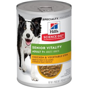 Hill’s Science Diet Adult 7+ Senior Vitality Chicken & Vegetable Stew Canned Dog Food, 12.5-oz, case of 12