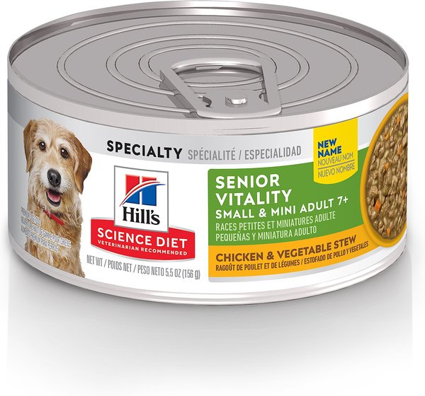 Hill's Science Diet Adult 7+ Small & Mini Senior Vitality Chicken & Vegetable Stew Canned Dog Food, 5.5-oz, case of 24 slide 1 of 9