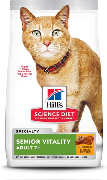 Hill's Science Diet Adult 7+ Senior Vitality Chicken Recipe Dry Cat Food, 6-lb bag slide 1 of 9