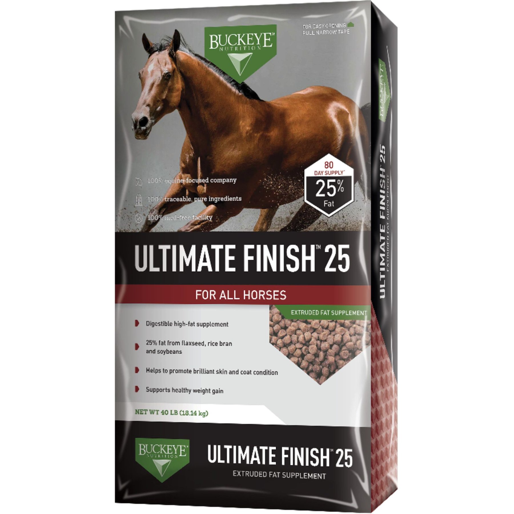 BUCKEYE NUTRITION Ultimate Finish 25 High-Fat Weight Gain Pellets Horse ...