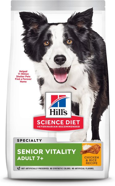 Hill's Science Diet Adult 7+ Senior Vitality Chicken Recipe Dry Dog Food, 3.5-lb bag slide 1 of 10