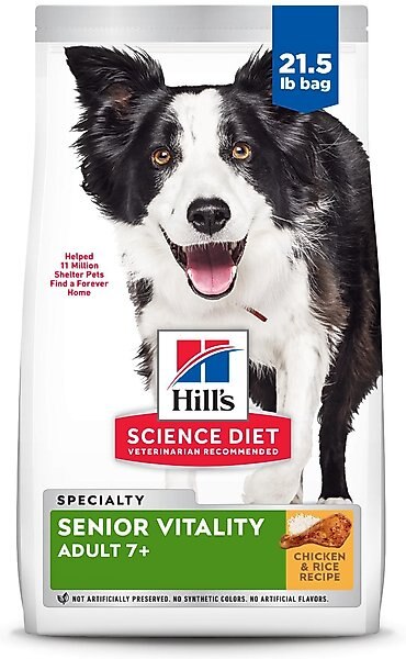 Hill's Science Diet Adult 7+ Senior Vitality Chicken Recipe Dry Dog Food, 21.5-lb bag slide 1 of 10
