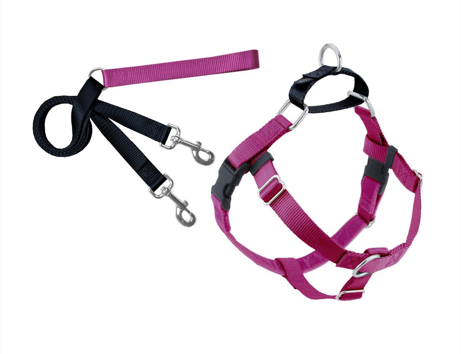 2 HOUNDS DESIGN Freedom No Pull Nylon Dog Harness & Leash, Raspberry, X ...