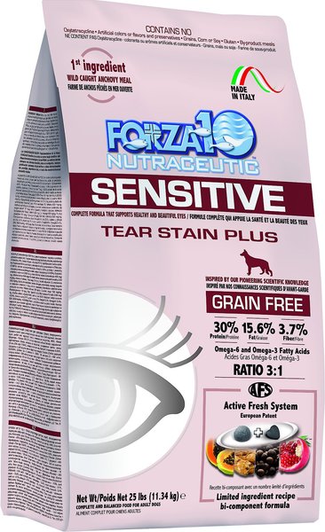 Forza10 Nutraceutic Sensitive Tear Stain Plus Grain-Free Dry Dog Food, 25-lb bag slide 1 of 4