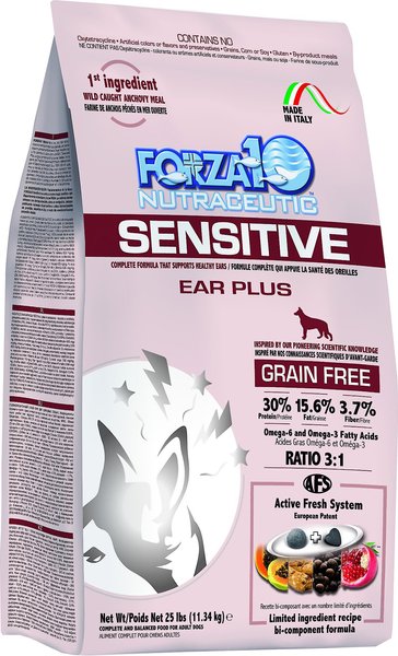 Forza10 Nutraceutic Sensitive Ear Plus Grain-Free Dry Dog Food, 25-lb bag slide 1 of 4