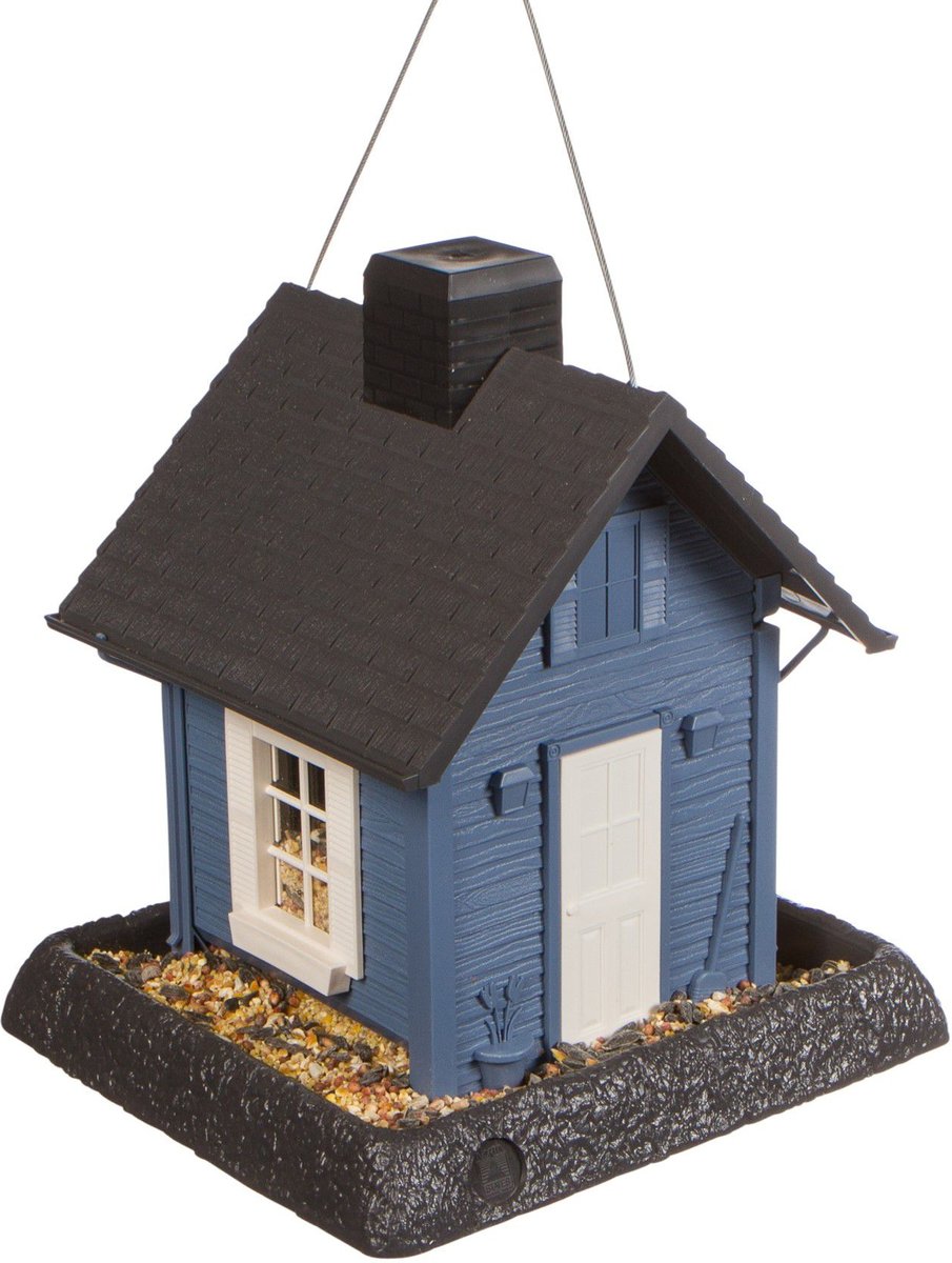 NORTH STATES Village Collection Bird Feeder, Blue Cottage, Small