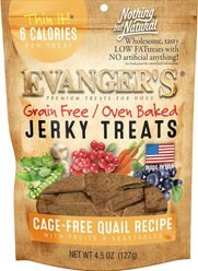 Evanger's Nothing But Natural Quail with Fruits & Vegetables Jerky Dog Treats, 4.5-oz bag
