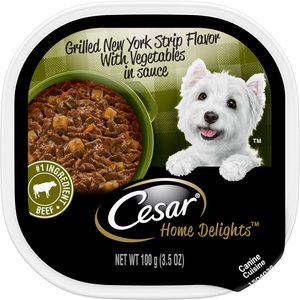 Cesar Home Delights Grilled New York Strip Flavor with Vegetables in Sauce Adult Wet Dog Food Trays, 3.5-oz, case of 24