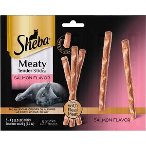 Sheba Meaty Tender Sticks Salmon Flavored Soft Adult Cat Treats, 5 count