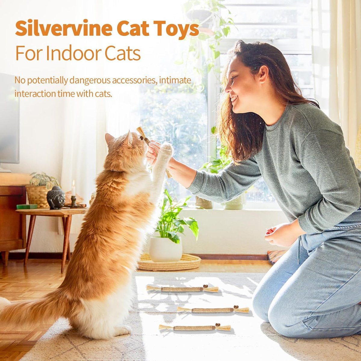 Lovely Caves Silvervine Sticks Moderate Cat Chew Toy, Brown, 3 count