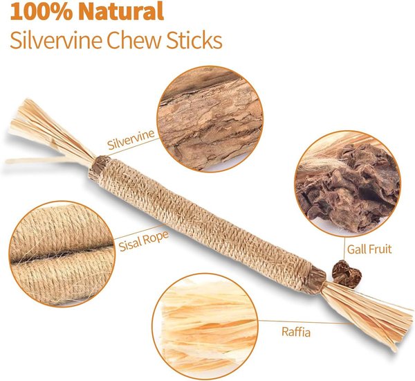 Lovely Caves Silvervine Sticks Moderate Cat Chew Toy, Brown, 8 count