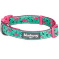 Blueberry Pet Spring Prints Nylon Dog Collar, Pink Flamingo on Light Emerald, Small: 12 to 16-in neck, 5/8-in wide