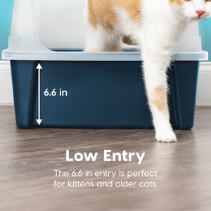 IRIS USA Open Top Cat Litter Box with Scatter Shield, X-Large, Navy