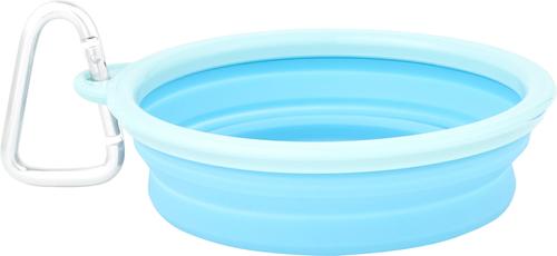 Show full view: Prima Pets Collapsible Travel Bowl with Carabiner, Small, Aqua slide 4 of 9