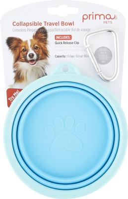 Show full view: Prima Pets Collapsible Travel Bowl with Carabiner, Small, Aqua slide 6 of 9