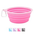 Prima Pets Collapsible Travel Bowl with Carabiner, Large, Pink