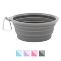Prima Pets Collapsible Travel Bowl with Carabiner, Large, Grey