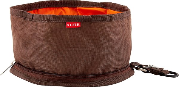Alfie Pet Collapsible Fabric Travel Dog Bowl, Brown, 6.25-cup, 2 count slide 1 of 10