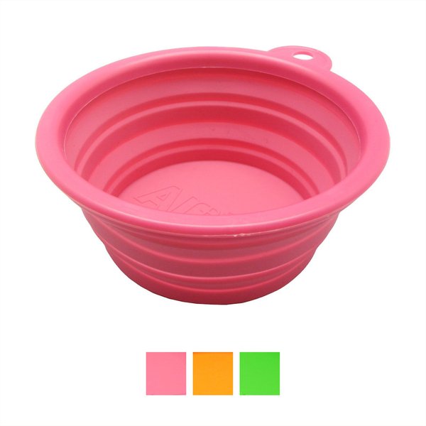 Alfie Pet Collapsible Non-Skid Silicone Travel Dog & Cat Bowl, Hot Pink, 1.5-cup slide 1 of 7