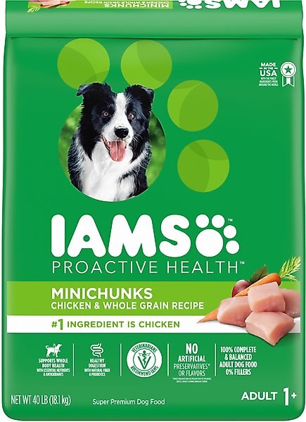 Iams Proactive Health MiniChunks Small Kibble Adult Chicken & Whole Grain Dry Dog Food, 40-lb bag slide 1 of 11