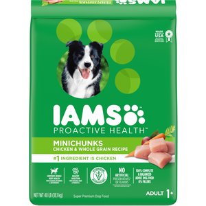 Iams Proactive Health MiniChunks Small Kibble Adult Chicken & Whole Grain Dry Dog Food, 40-lb bag
