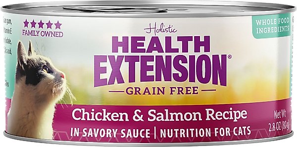 Health Extension Grain-Free Chicken & Salmon Recipe Canned Cat Food, 2.8-oz, case of 24 slide 1 of 5