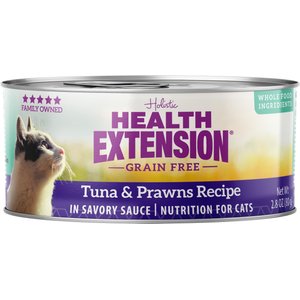 Health Extension Grain-Free Tuna & Prawns Recipe Canned Cat Food, 2.8-oz, case of 24