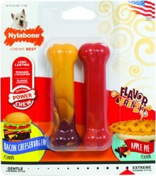 Nylabone Power Chew Flavor Frenzy Durable Dog Chew Toys Twin Pack Bacon Cheeseburger & Apple Pie, Small slide 1 of 9