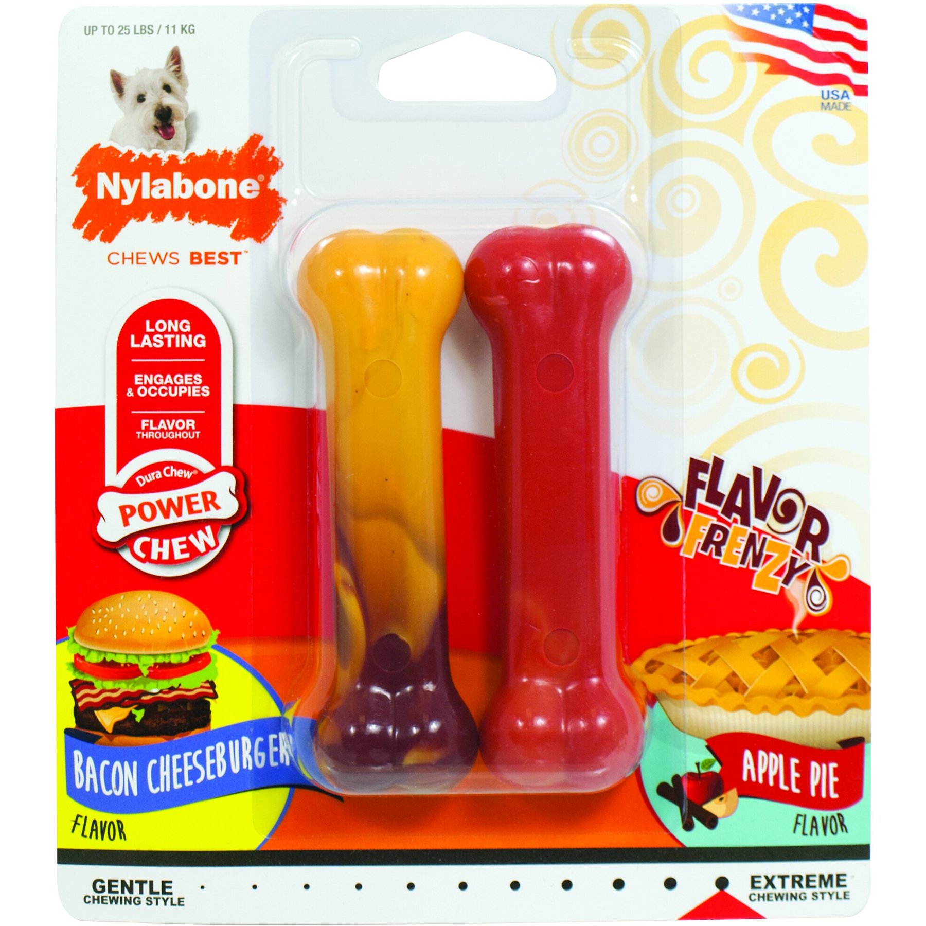 Nylabone Flexi Chew X-Bone Senior Dog Chew Toy Turket & Sweet