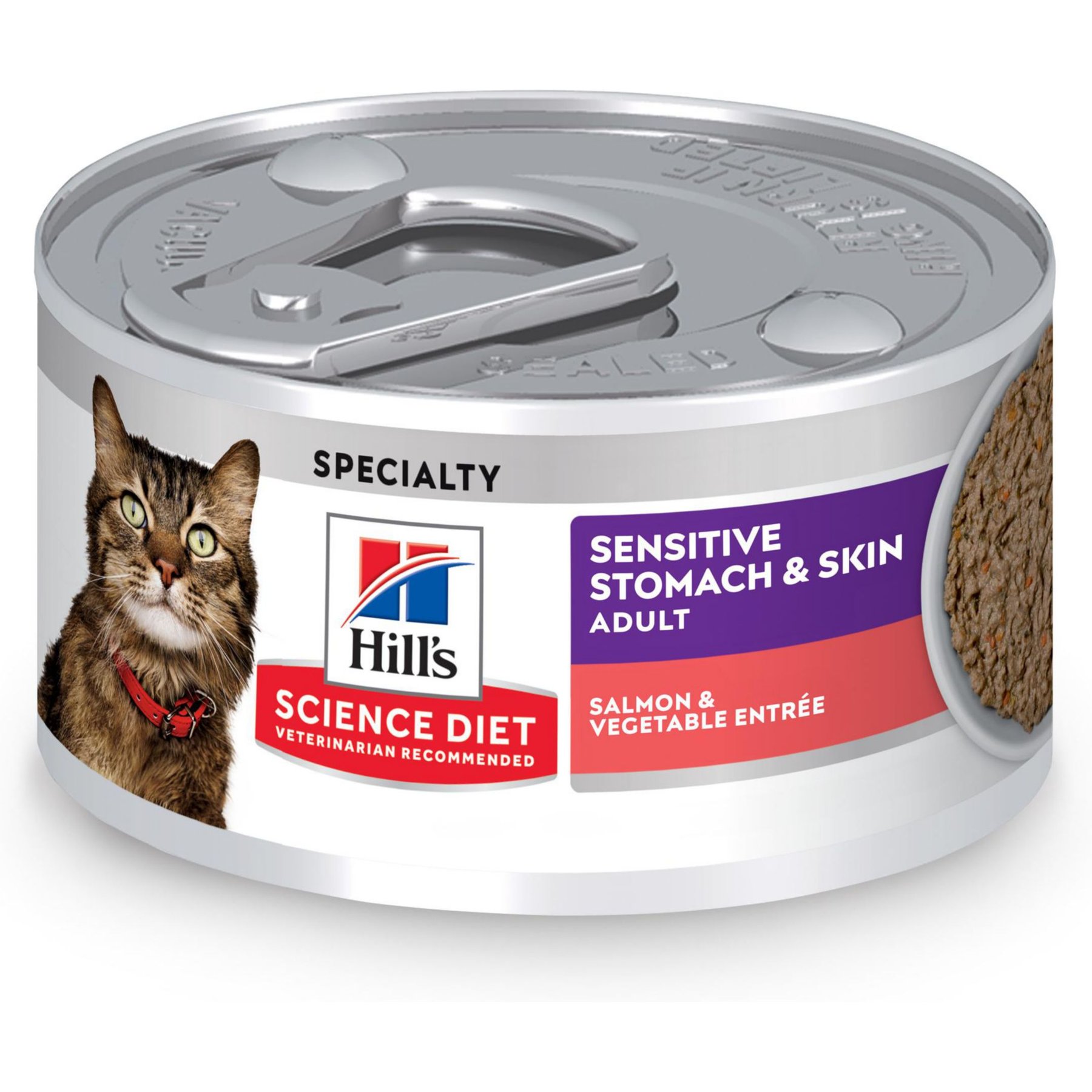 Hill's Science Diet Adult Sensitive Stomach & Sensitive Skin Salmon & Vegetable Entree Minced Wet Cat Food