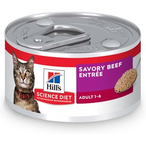 Hill's Science Diet Adult Savory Beef Entree Pate Canned Wet Cat Food, 2.9-oz can, 24 count