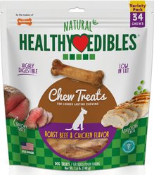 Nylabone Healthy Edibles Small Beef & Chicken Flavor Variety Pack Dog Chew Treats, 34 count