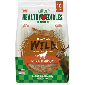 Nylabone Healthy Edibles WILD Antler Natural Long Lasting Venison Flavor Chewy Dog Treats, 10 count