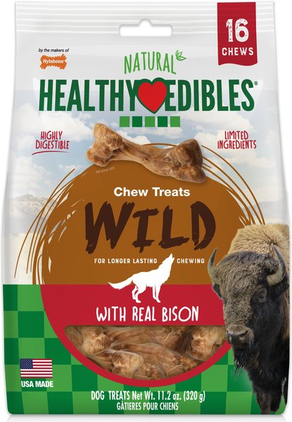 Nylabone Healthy Edibles Wild Natural Long Lasting Small Bison Flavor Dog Chew, 16 count slide 1 of 11