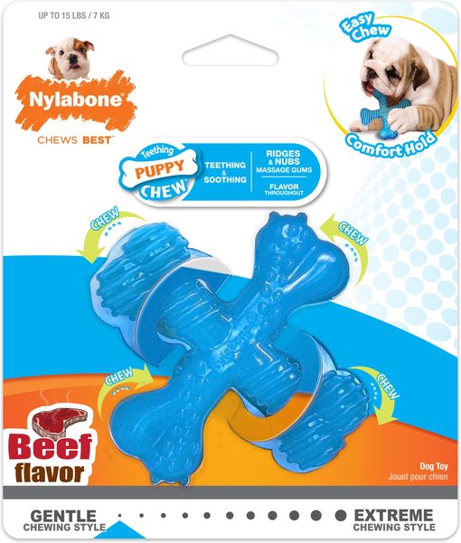 Nylabone Puppy Teething X Bone Beef Flavored Puppy Chew Toy, Small slide 1 of 11