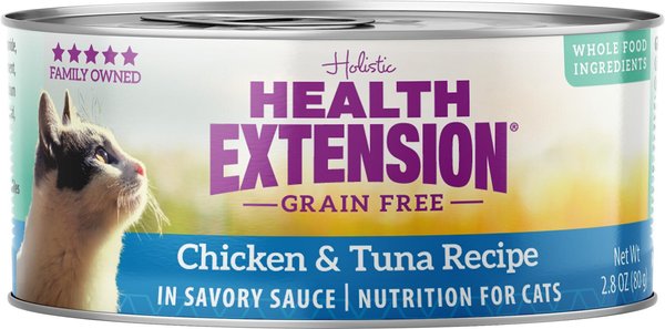 Health Extension Grain-Free Chicken & Tuna Recipe Canned Cat Food, 2.8-oz, case of 24 slide 1 of 4