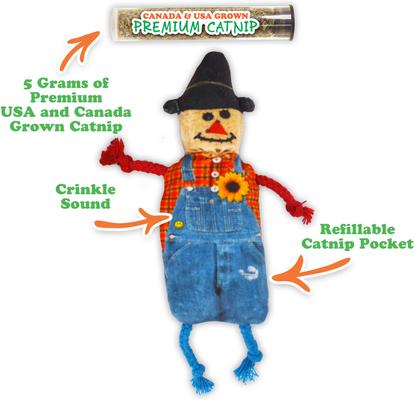 Show full view: Meowijuana Refillable Get Spooked Scarecrow Cat Plush Toy with Catnip slide 2 of 5