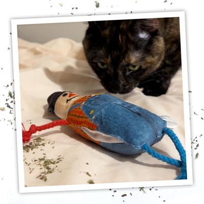 Show full view: Meowijuana Refillable Get Spooked Scarecrow Cat Plush Toy with Catnip slide 4 of 5
