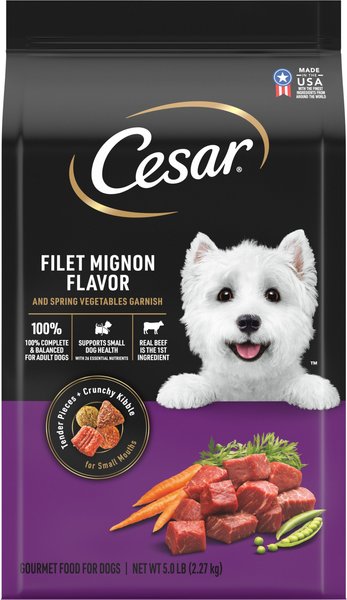 Cesar Filet Mignon Flavor & Spring Vegetables Garnish Small Breed Dry Dog Food, 5-lb bag slide 1 of 10