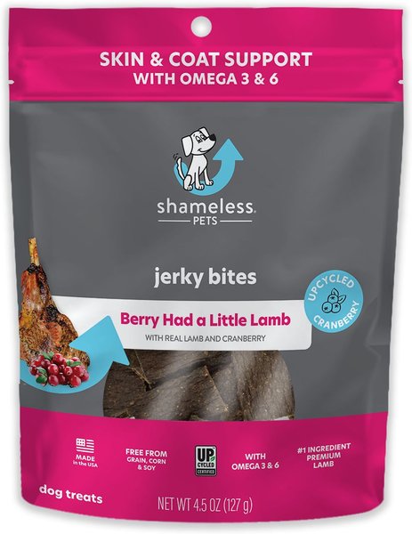 Shameless Pets Berry Had a Little Lamb Grain-Free Jerky Bites Dog Treats, 6-oz bag