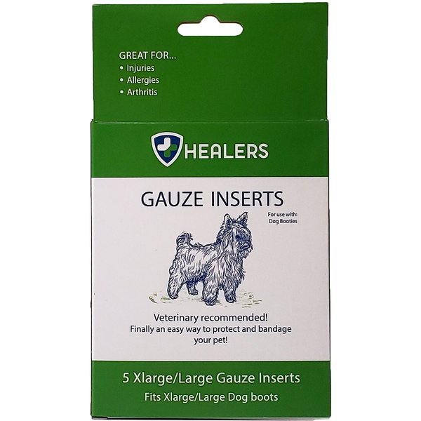HEALERS Gauze Inserts for Booties for Dogs, Large/XLarge, 5 count