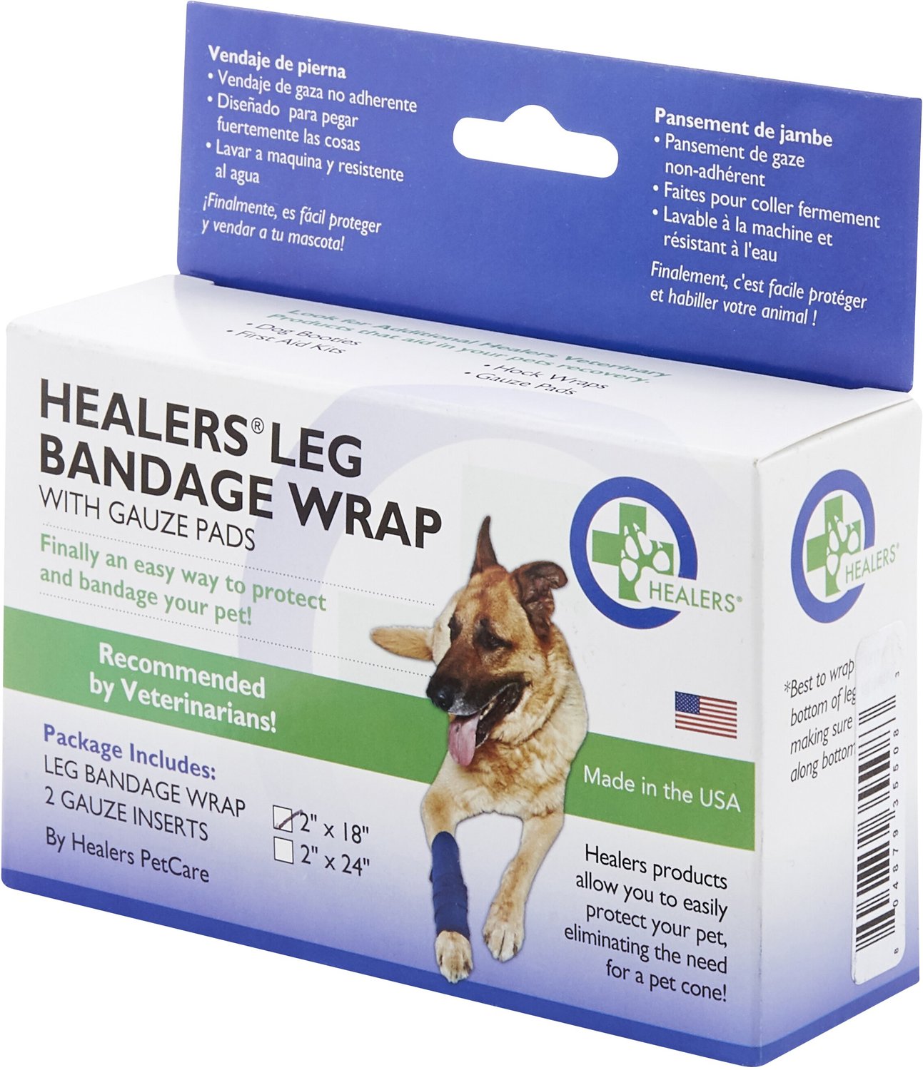Healers Leg Bandage Wrap with Gauze Pads for Dogs