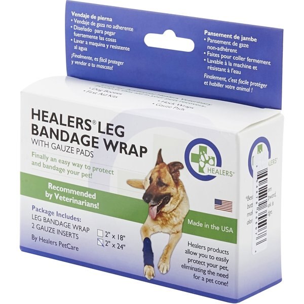HEALERS Leg Bandage Wrap with Gauze Pads for Dogs, Medium